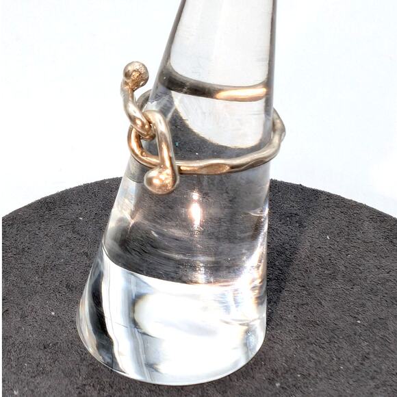 Vintage 925 Sterling Silver Interlocking Ball Ring Size 5 - Picture 5 of 6